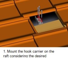 1. Mount the hook carrier on the raft considering the desired height