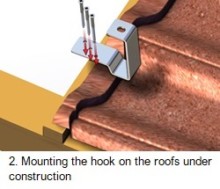 2. Mounting the hook on the roofs under constructionA