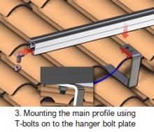 3. Mounting the main profile using T-bolts on to the hanger bolt plateA